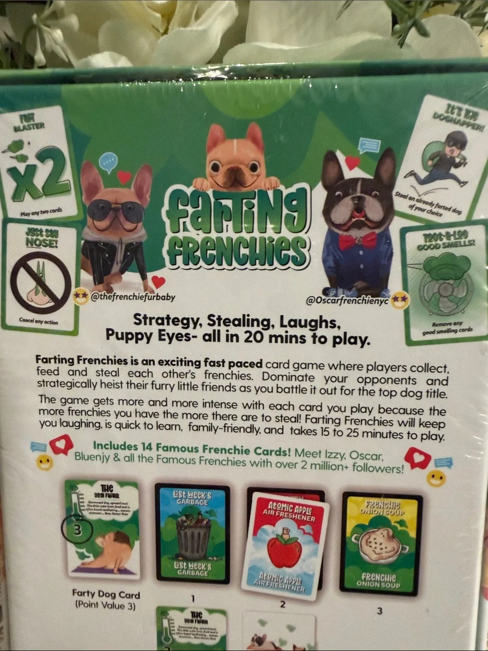 Farting Frenchies Family Board game . Strategy , Stealing and Laughs